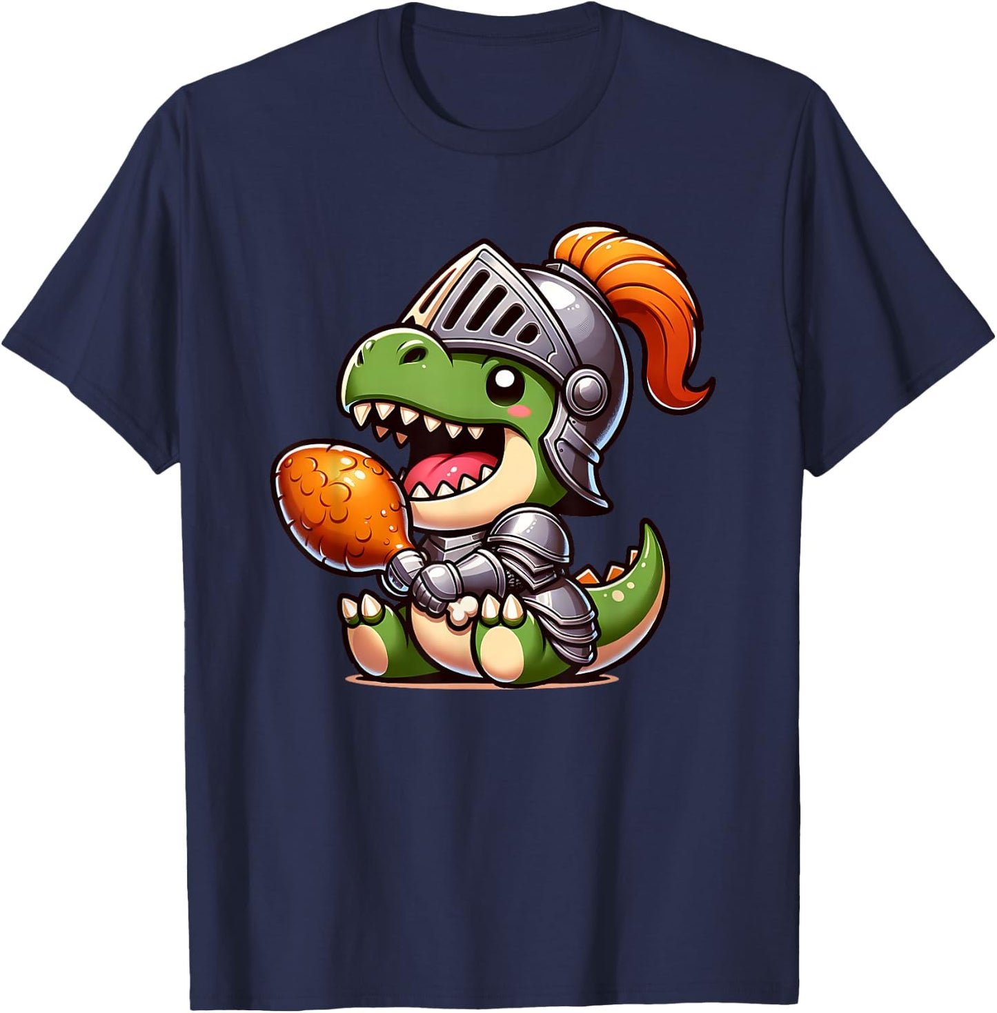 Ren Faire Festival T-Rex Dinosaur Medieval Knight Turkey Leg T-Shirt - T-Shirt | Navy