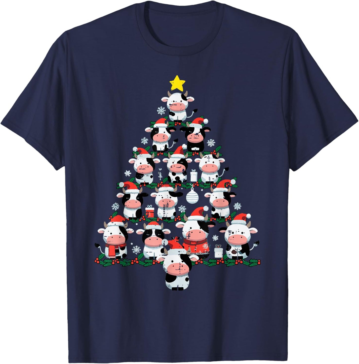 Cows Christmas Tree Xmas Farm Animal Toddler Boys Girls Kids T-Shirt - T-Shirt | Navy