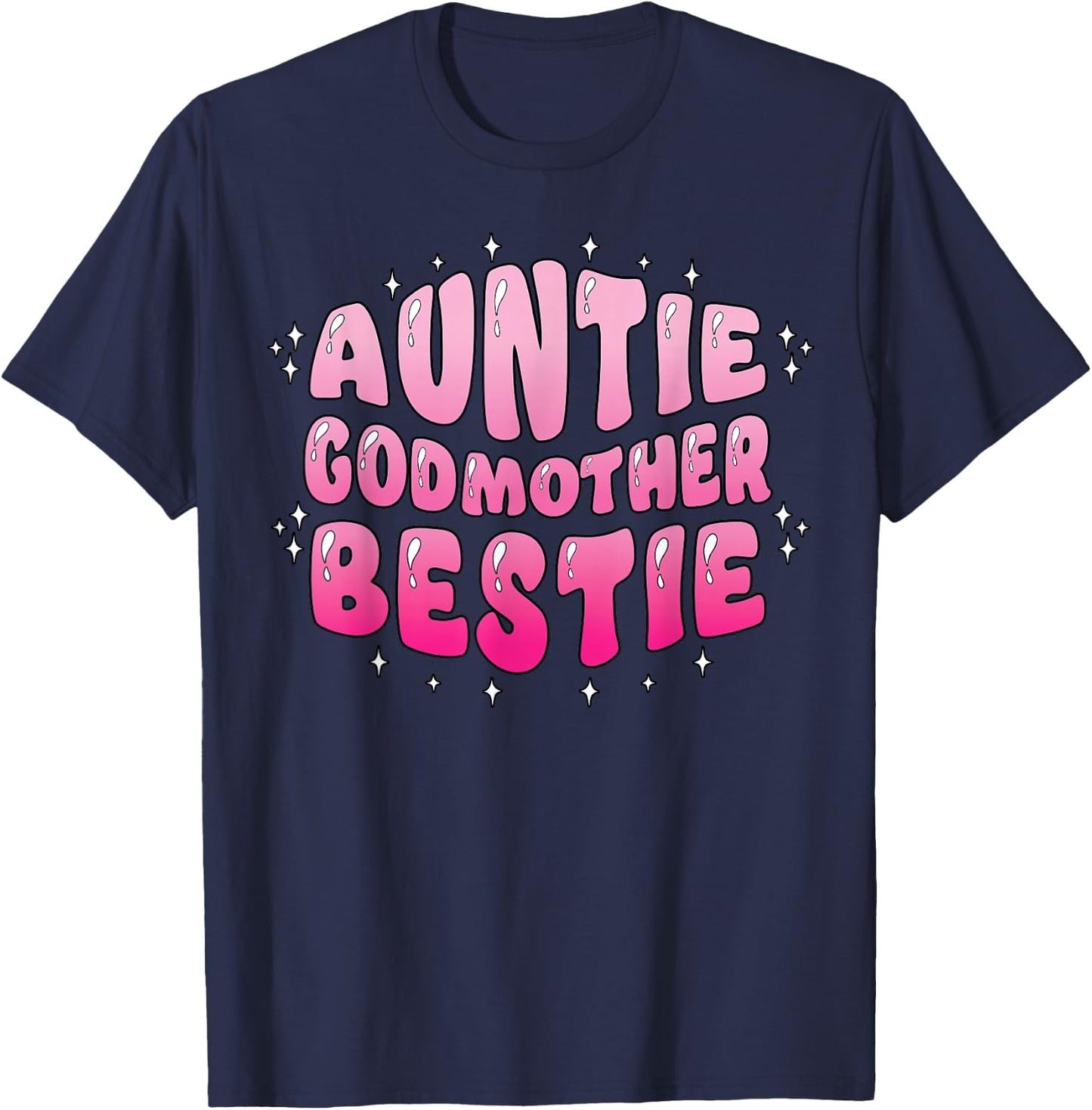 Aunt Godmother Bestie Groovy Aunt Era BFF Bestfriend T-Shirt - T-Shirt | Navy
