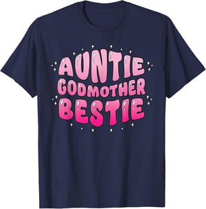 Aunt Godmother Bestie Groovy Aunt Era BFF Bestfriend T-Shirt - T-Shirt | Navy