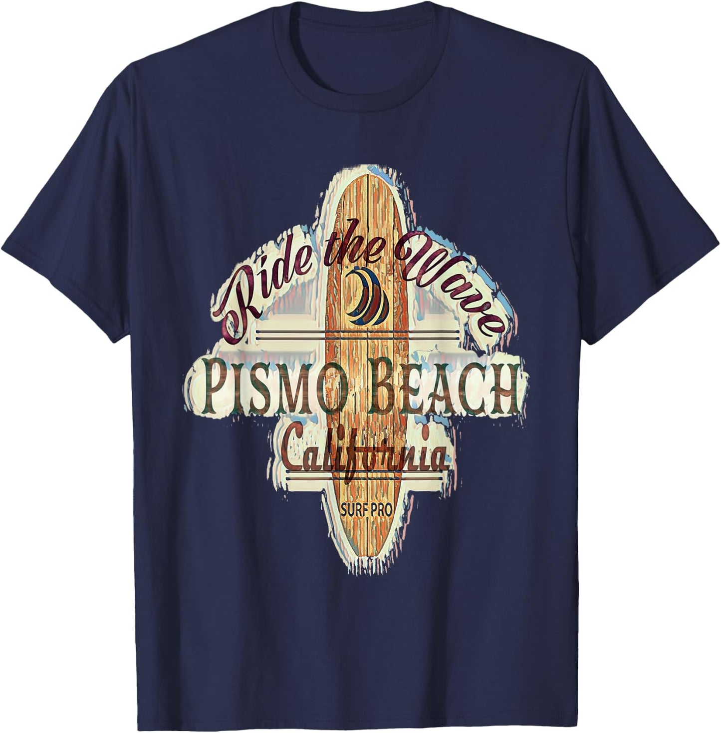 Surfing, Surfboard, Surfer Pismo Beach, California T-Shirt - T-Shirt | Navy