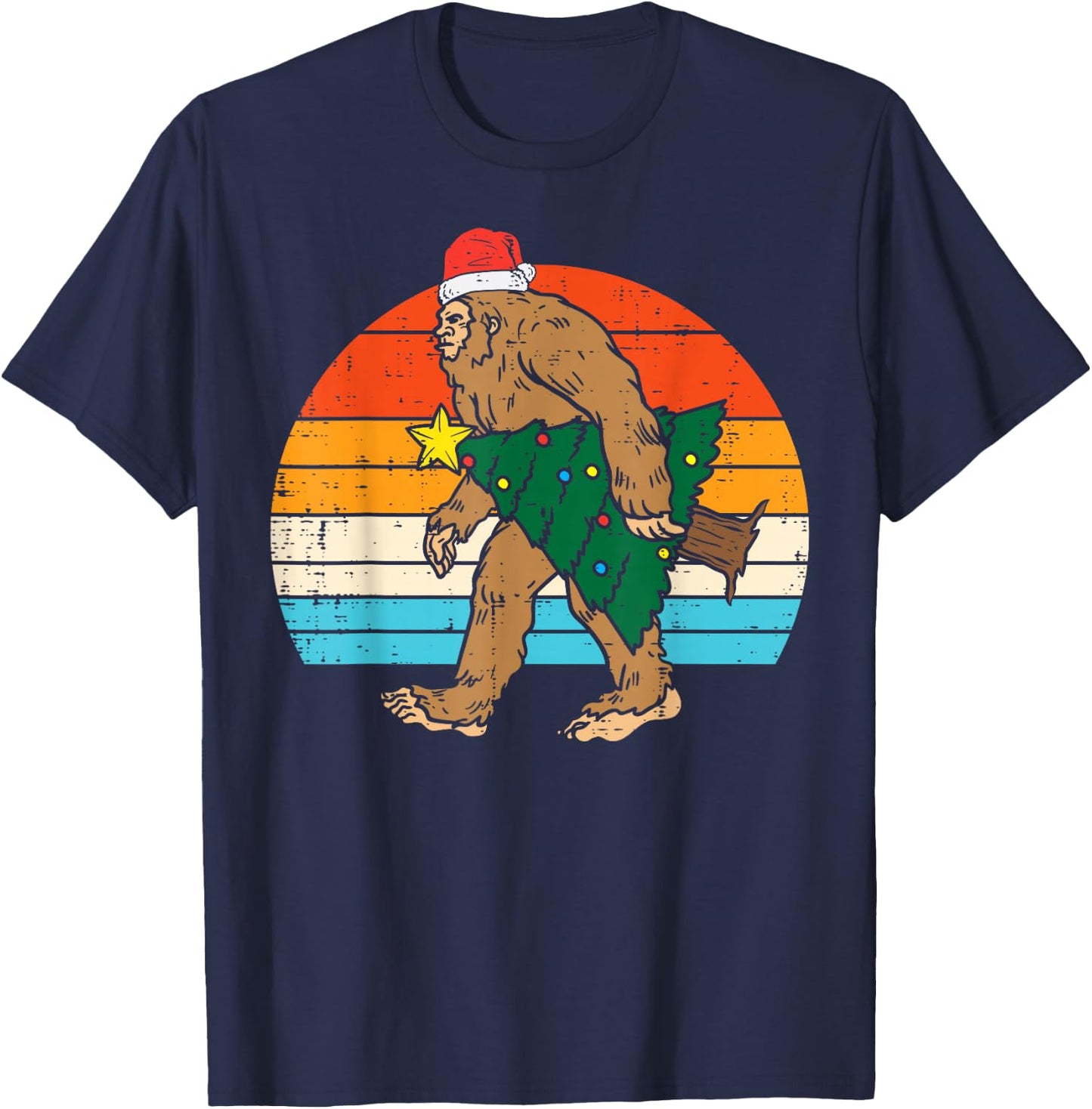 Bigfoot Sasquatch Christmas Tree Funny Xmas Men T-Shirt - T-Shirt | Navy