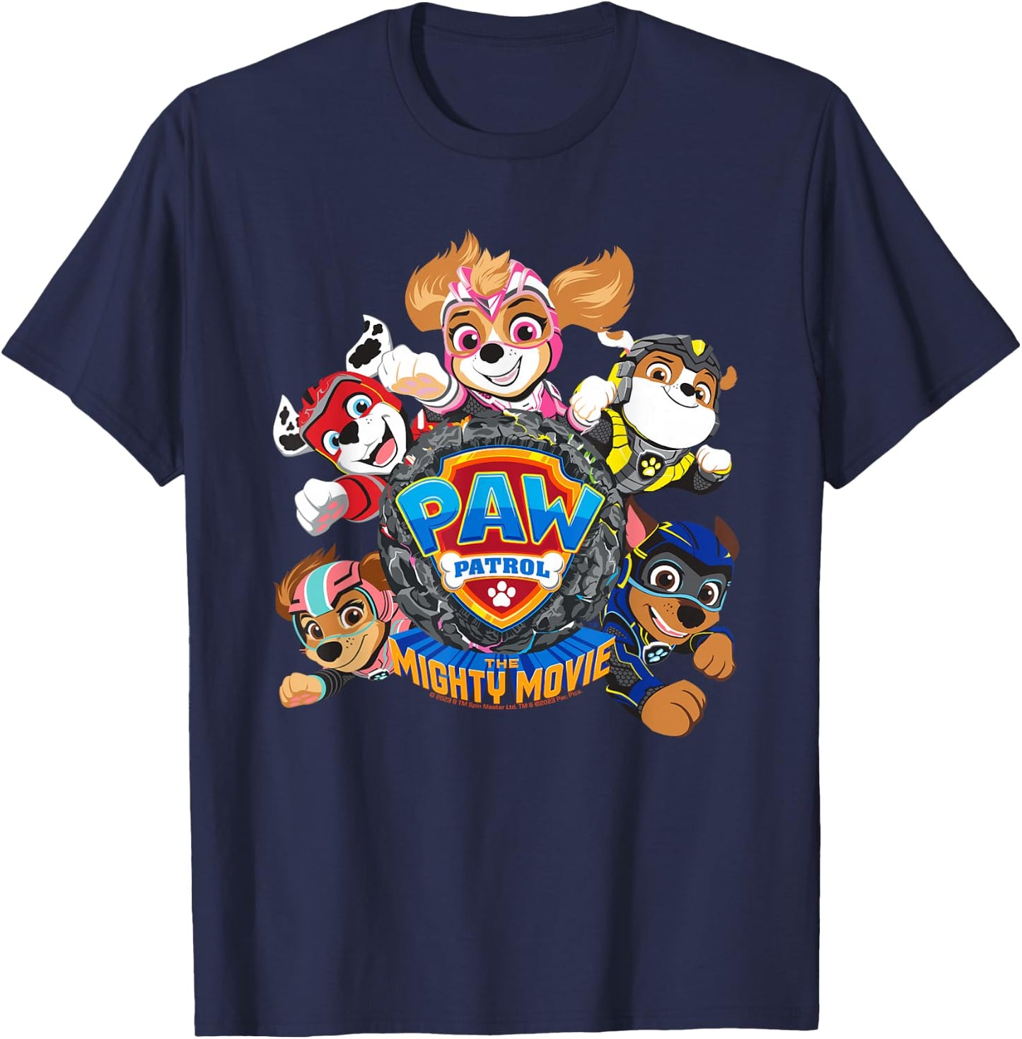 PAW Patrol: The Mighty Movie Flying , Black, S T-Shirt - T-Shirt | Navy