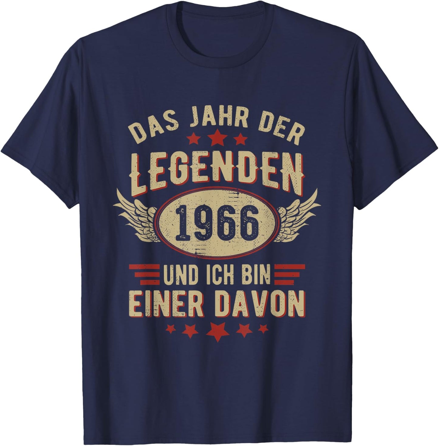 1966 Year of Legends Vintage 1966 Birthday Retro , black T-Shirt - T-Shirt | Navy