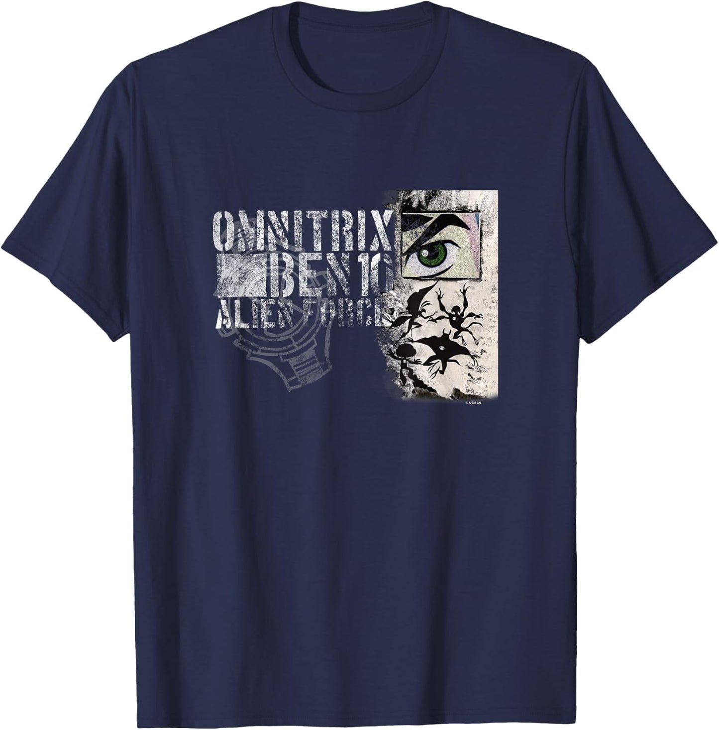 Ben 10: Alien Force Omnitrix Heroes Silhouettes Distressed T-Shirt - T-Shirt | Navy