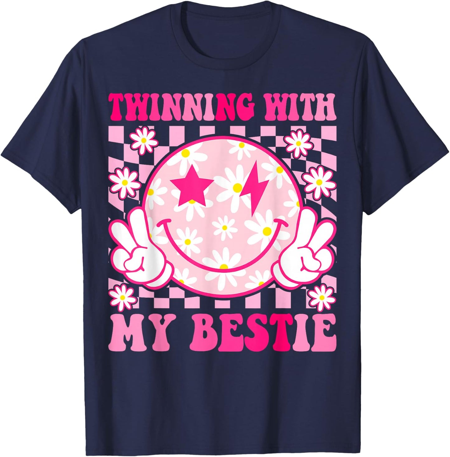 Groovy Twinning with My Bestie Spirit Week Friends T-Shirt - T-Shirt | Navy