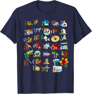 Georgisches Alphabet, georgisches Patriotisches T-Shirt - T-Shirt | Navy