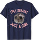 I'm Literally Just A Girl Sad Hamster Meme With Pink Ribbon T-Shirt - T-Shirt | Navy