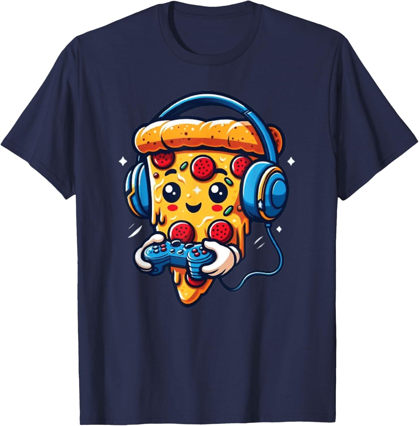 Gamer Pizza Video Gaming Funny Food Men Boys Kids Teen Youth T-Shirt - T-Shirt | Navy