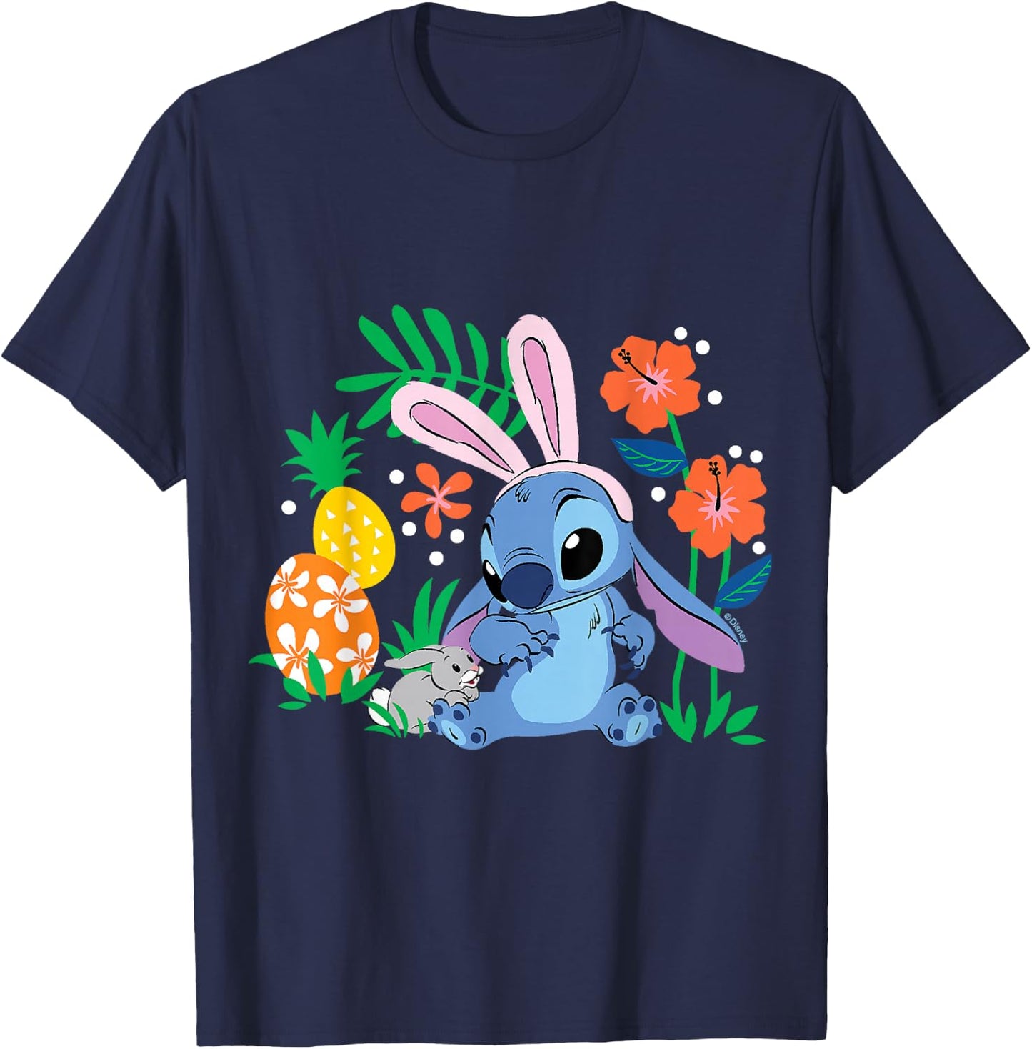 Lilo & Stitch - with Easter Bunny T-Shirt - T-Shirt | Navy