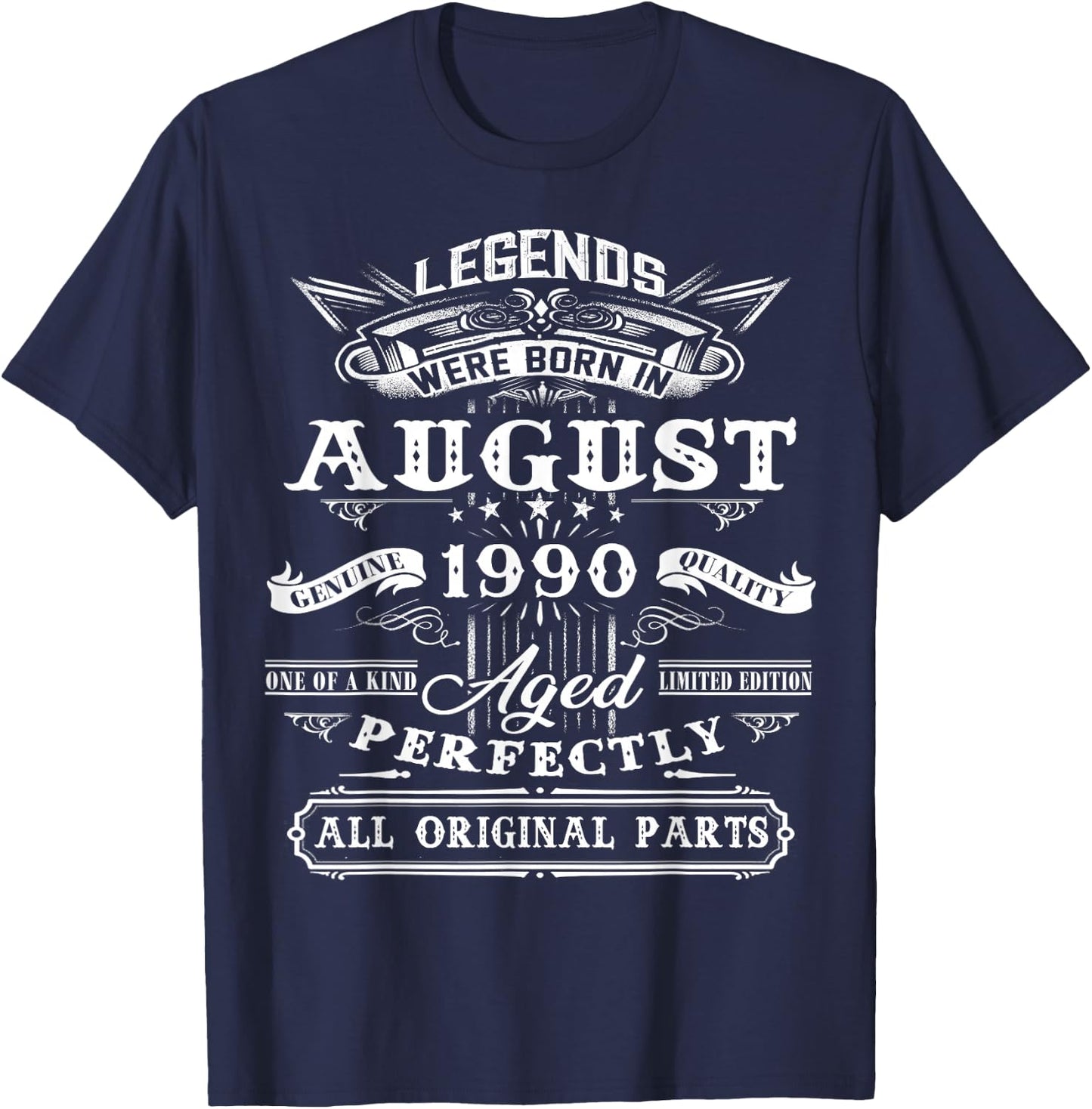 Legend Born In August 1990 35th Birthday 35 Years Old T-Shirt - T-Shirt | Navy