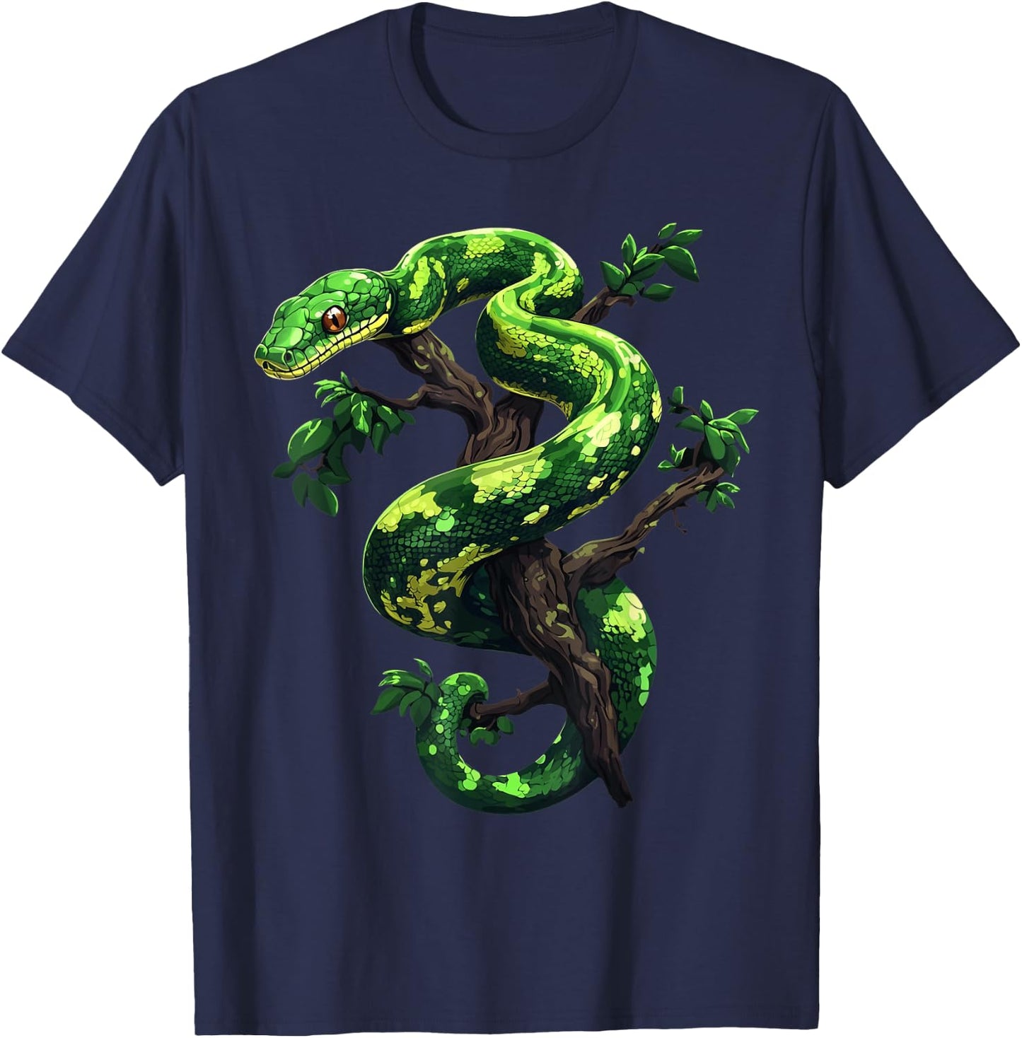 Funny Green Tree Python Lover Snakes Reptiles T-Shirt - T-Shirt | Navy