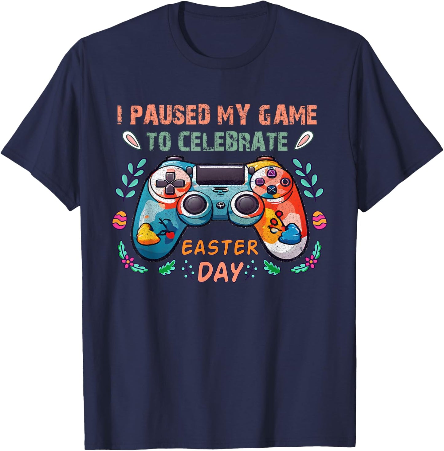 Happy Easter Day Bunny Egg Gift Gaming Lover Boys Girls Teen T-Shirt - T-Shirt | Navy