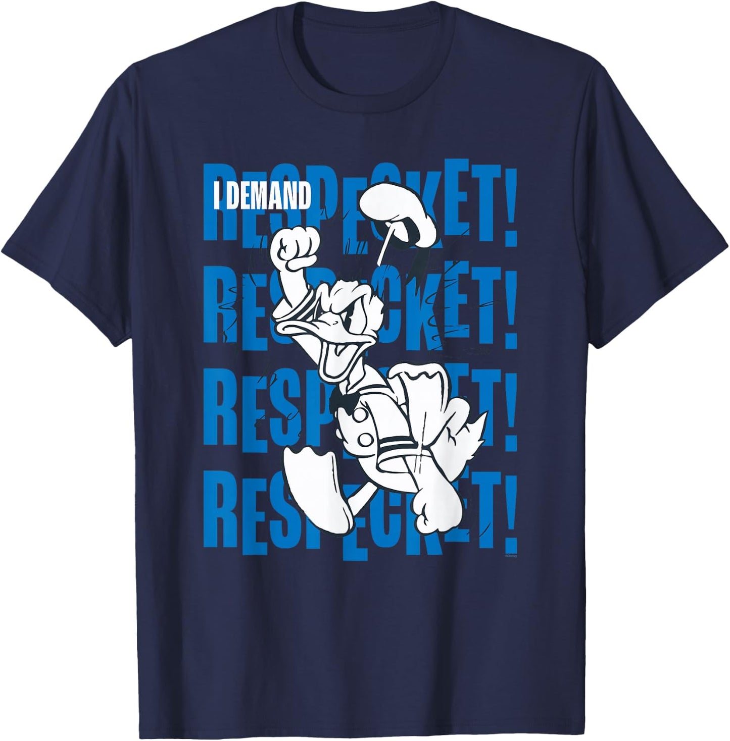 Disney Donald Duck 90th Anniversary I Demand Respect! Retro T-Shirt - T-Shirt | Navy