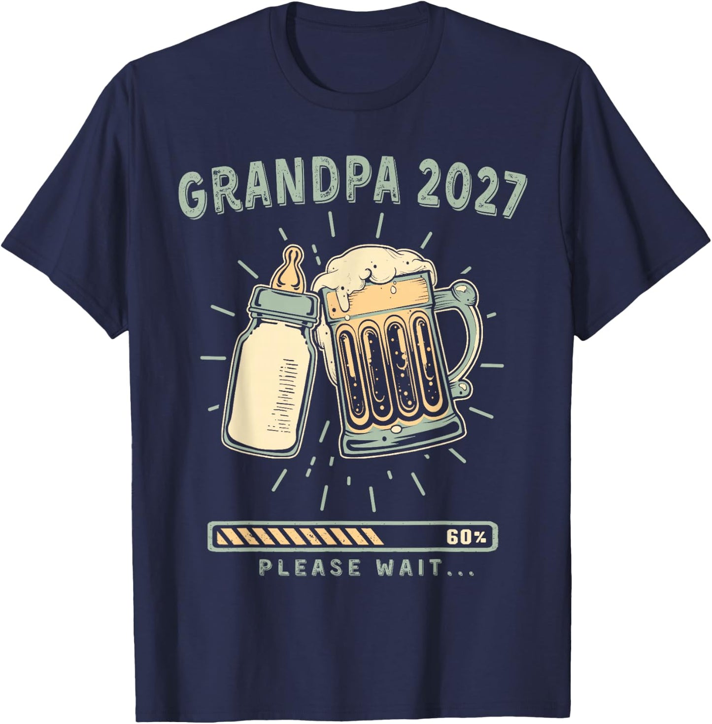 Soon Grandpa 2027 Please Wait Baby Reveal Loading T-Shirt - T-Shirt | Navy