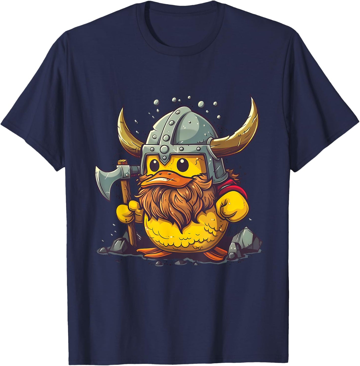 Viking Duck Rubber Duck Lover Viking Helmet Rubber Duck T-Shirt - T-Shirt | Navy