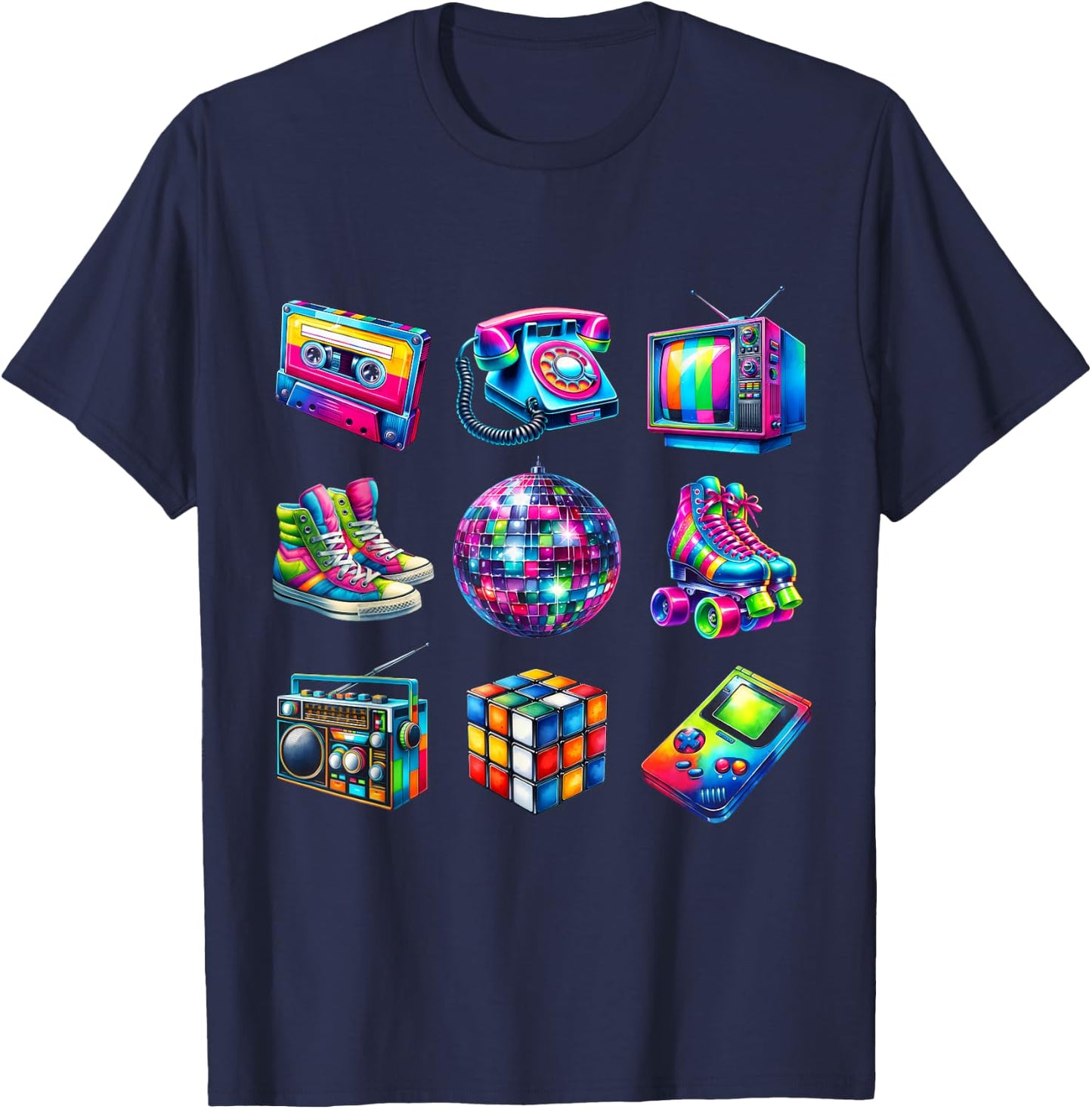 I Love 80s Retro Vintage 80s Style Graphic Women Girl Kids T-Shirt - T-Shirt | Navy