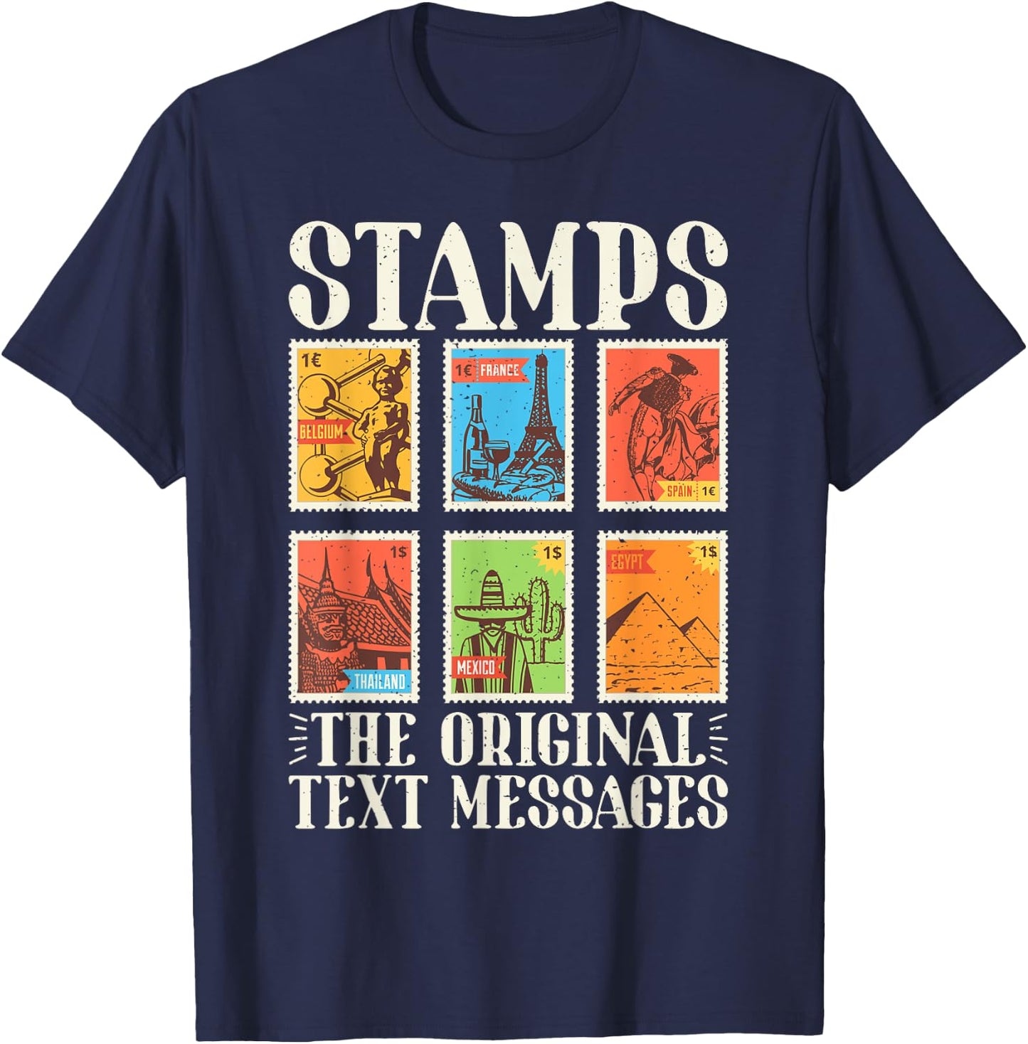 Stamps the original Text Messages Stamp Collector T-Shirt - T-Shirt | Navy