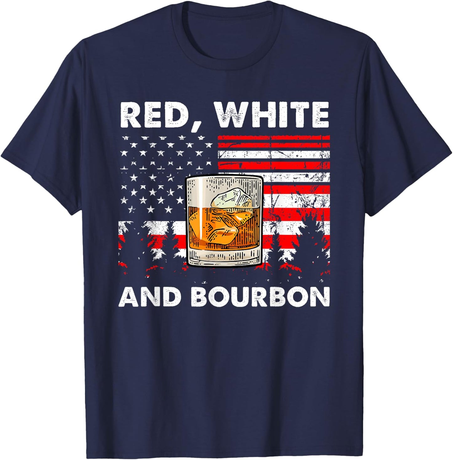 Red White And Bourbon Patriotic American USA Flag Men T-Shirt - T-Shirt | Navy