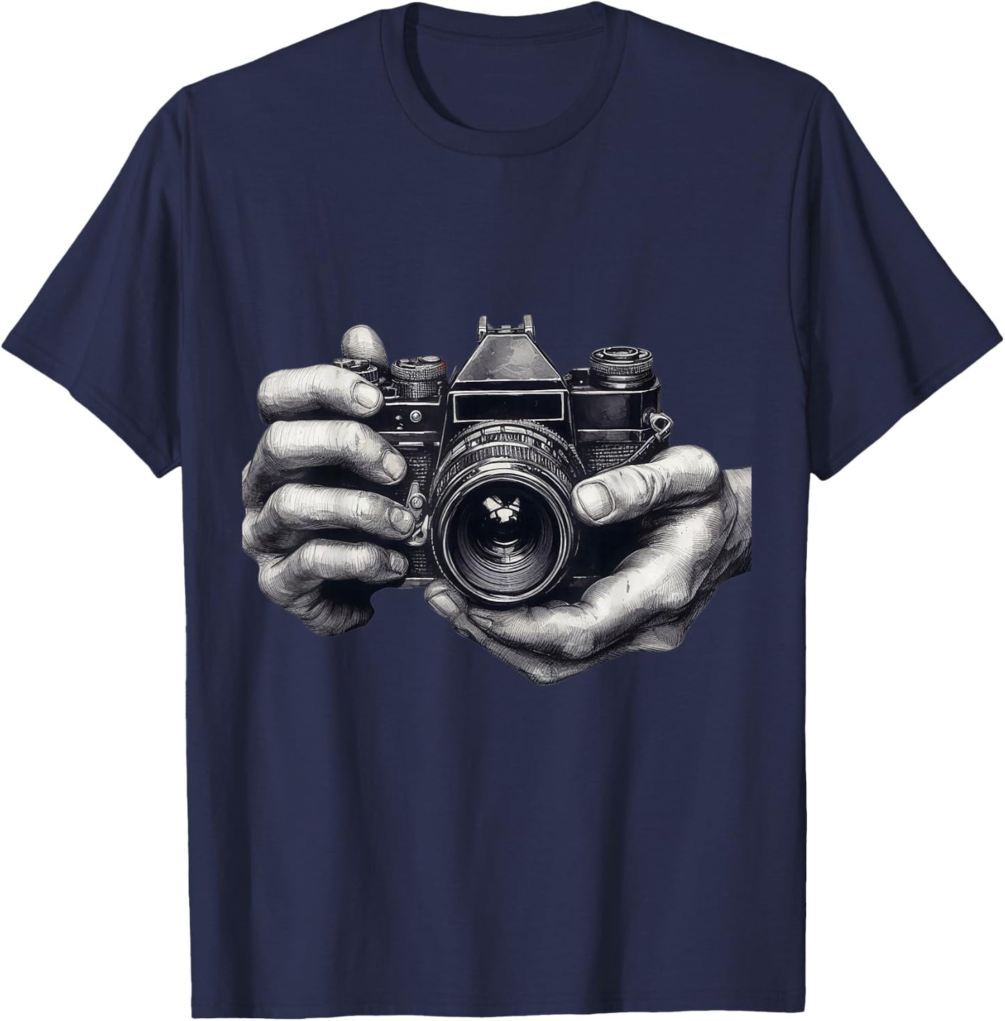 Analog Camera SLR Art Photographer Film Vintage , Black, S T-Shirt - T-Shirt | Navy