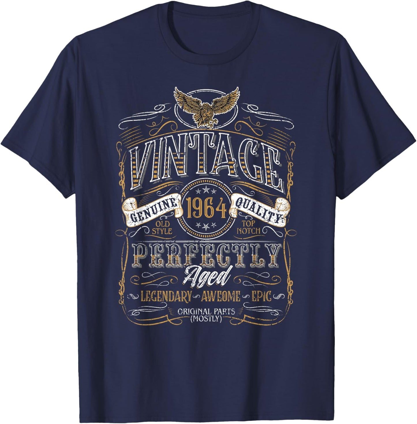 1964 Vintage Birthday Retro Vintage Men Women Gift , black T-Shirt - T-Shirt | Navy