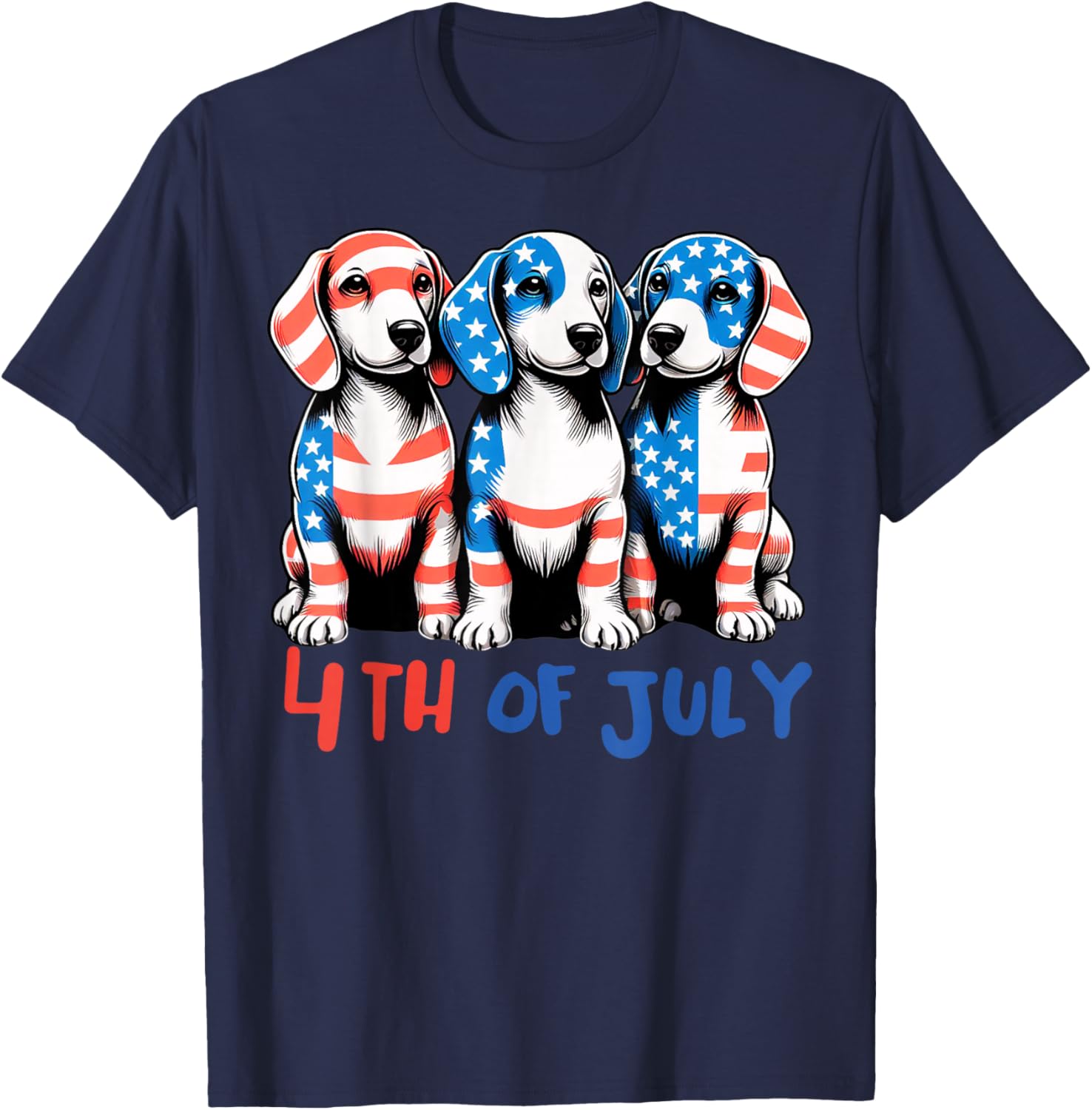 American Flag Beagle Dog Lover patriotic 4th of July Dog T-Shirt - T-Shirt | Navy