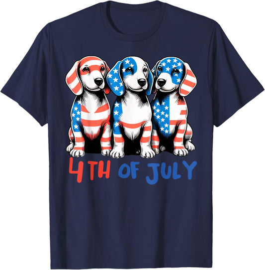 American Flag Beagle Dog Lover patriotic 4th of July Dog T-Shirt - T-Shirt | Navy