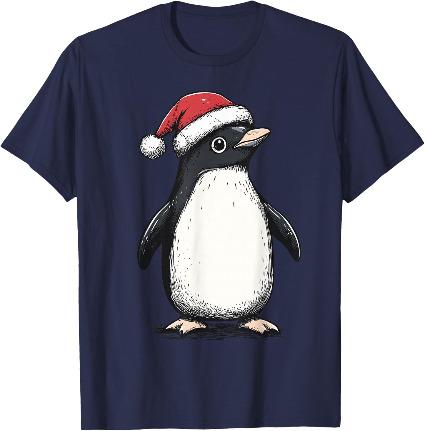 Penguin Santa Hat Penguin Lovers Christmas Men Women Kids T-Shirt - T-Shirt | Navy
