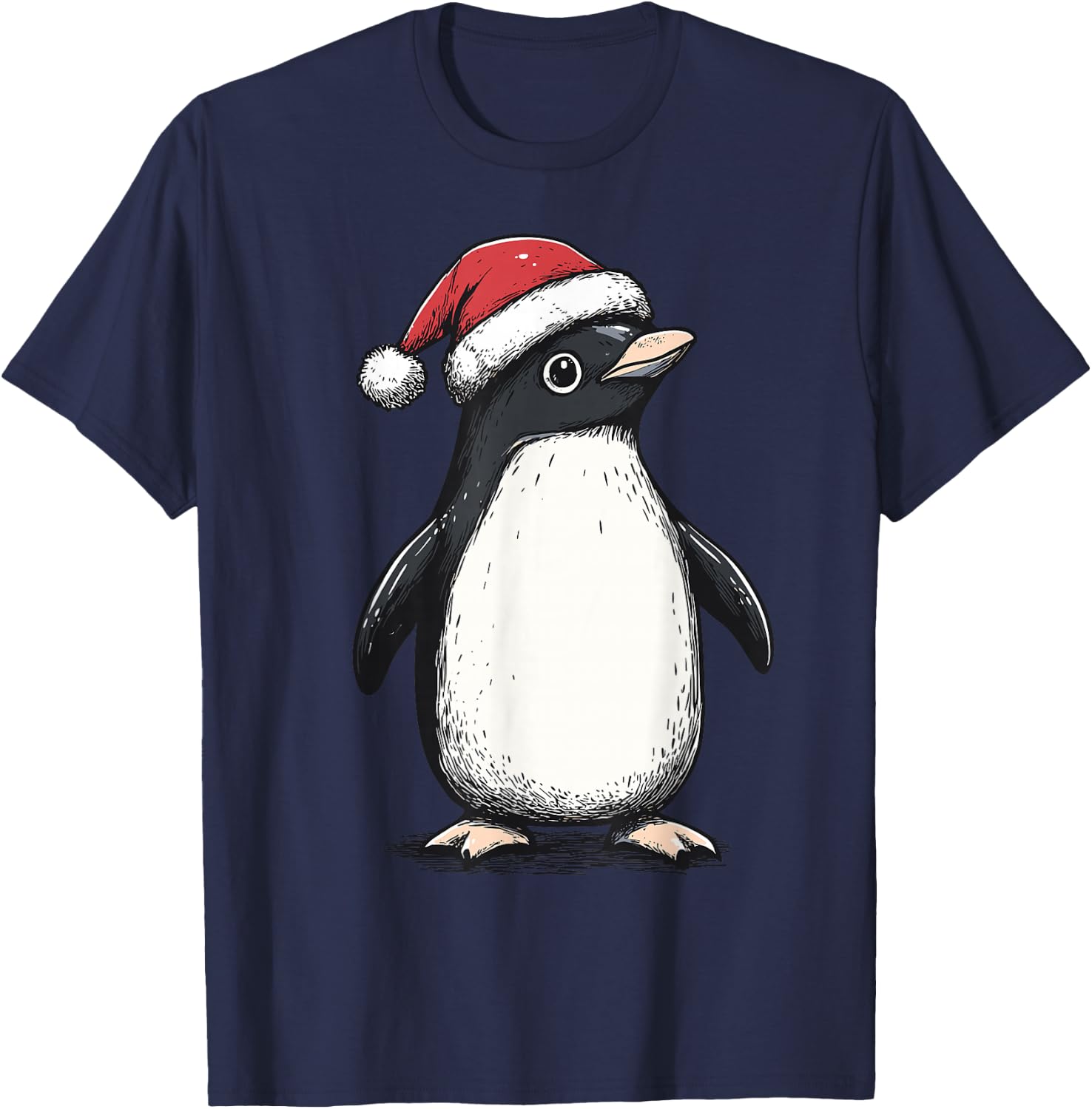 Penguin Santa Hat Penguin Lovers Christmas Men Women Kids T-Shirt - T-Shirt | Navy