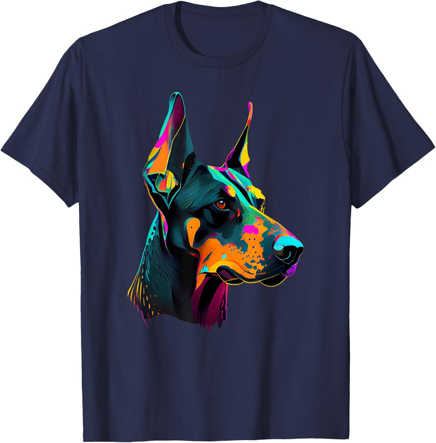 Doberman Lovers Pop Art Dobie Design Cute Doberman T-Shirt - T-Shirt | Navy