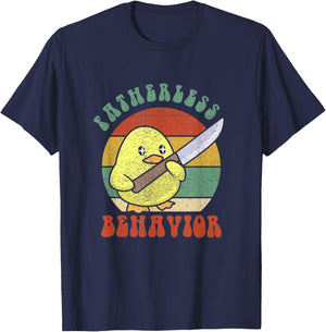 Fatherless Behavior Knife Duck Cute Design Vintage Retro T-Shirt - T-Shirt | Navy