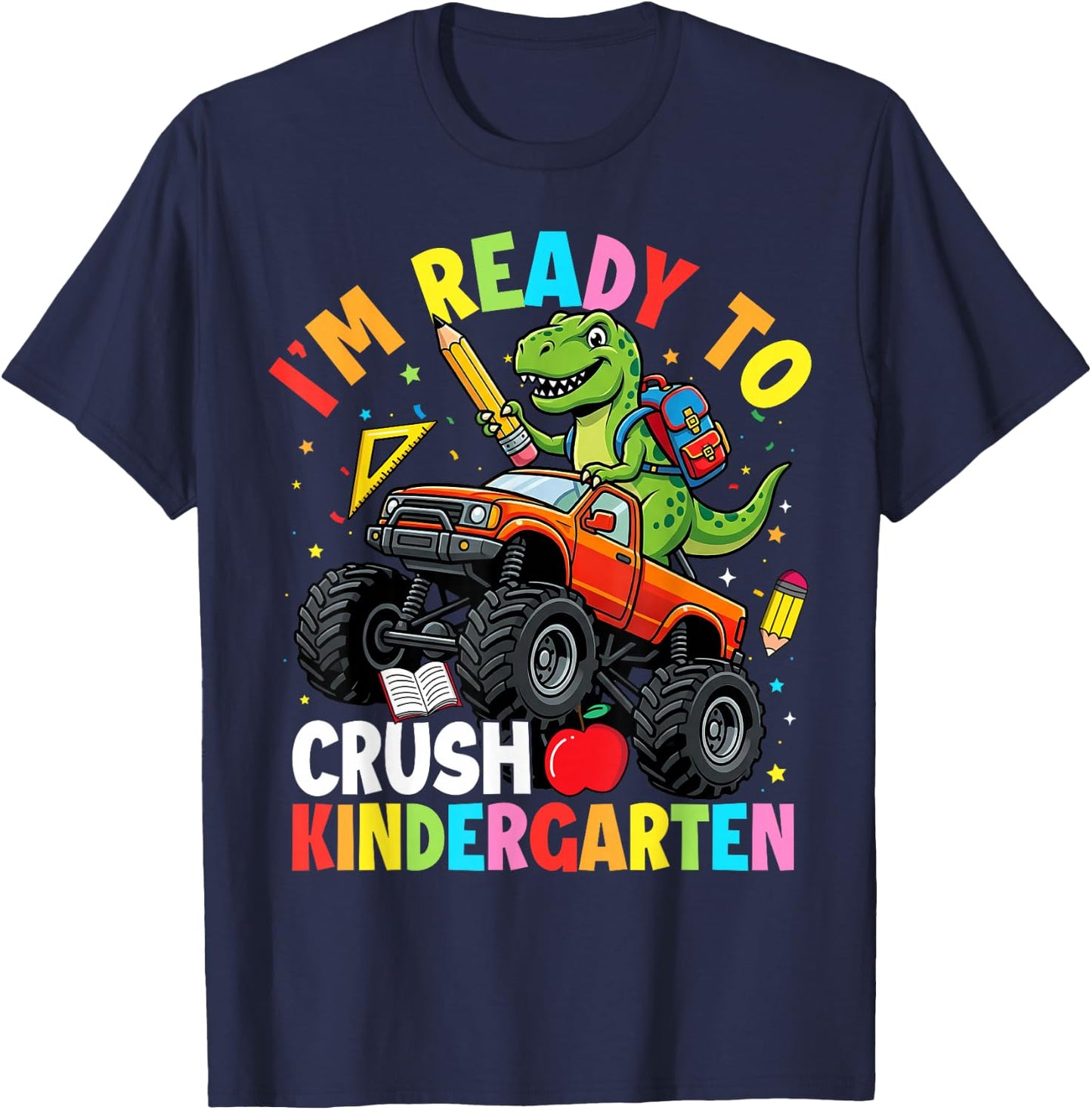 I'm Ready to Crush Kindergarten First Day Dinosaur Boys T-Shirt - T-Shirt | Navy