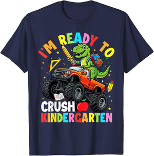 I'm Ready to Crush Kindergarten First Day Dinosaur Boys T-Shirt - T-Shirt | Navy