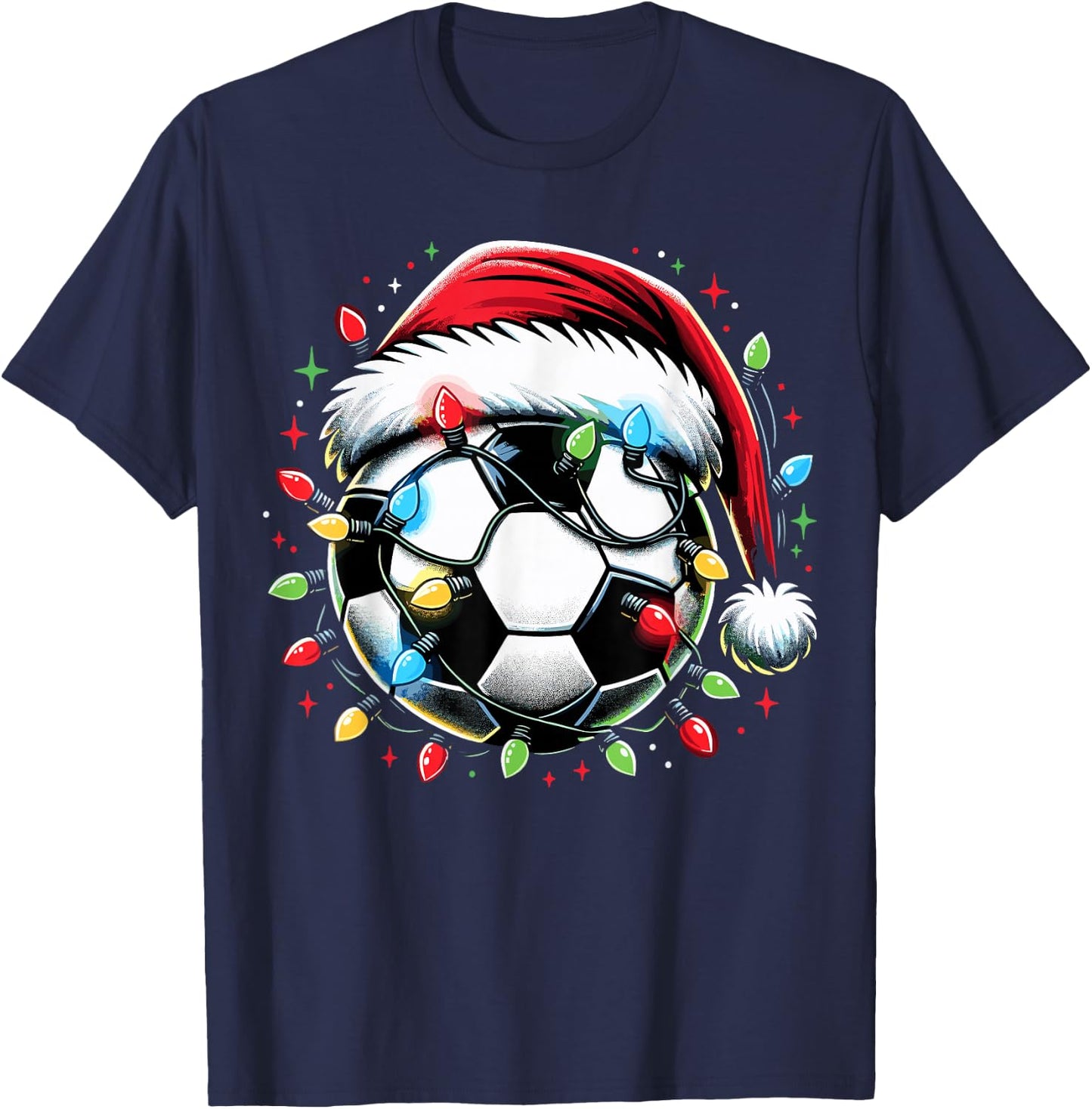 Santa Soccer Ball Lover Christmas T-Shirt - T-Shirt | Navy