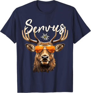 Costume Shirt Men's Deer Lederhosen Costume , black T-Shirt - T-Shirt | Navy