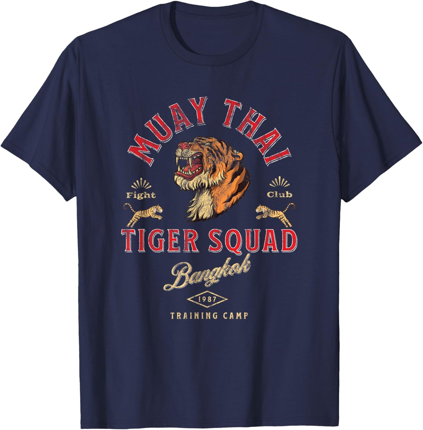 Muay Thai Tiger Squad Bangkok Retro Vintage T-Shirt - T-Shirt | Navy