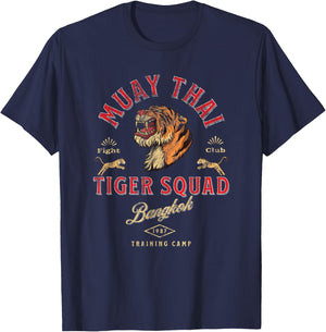 Muay Thai Tiger Squad Bangkok Retro Vintage T-Shirt - T-Shirt | Navy