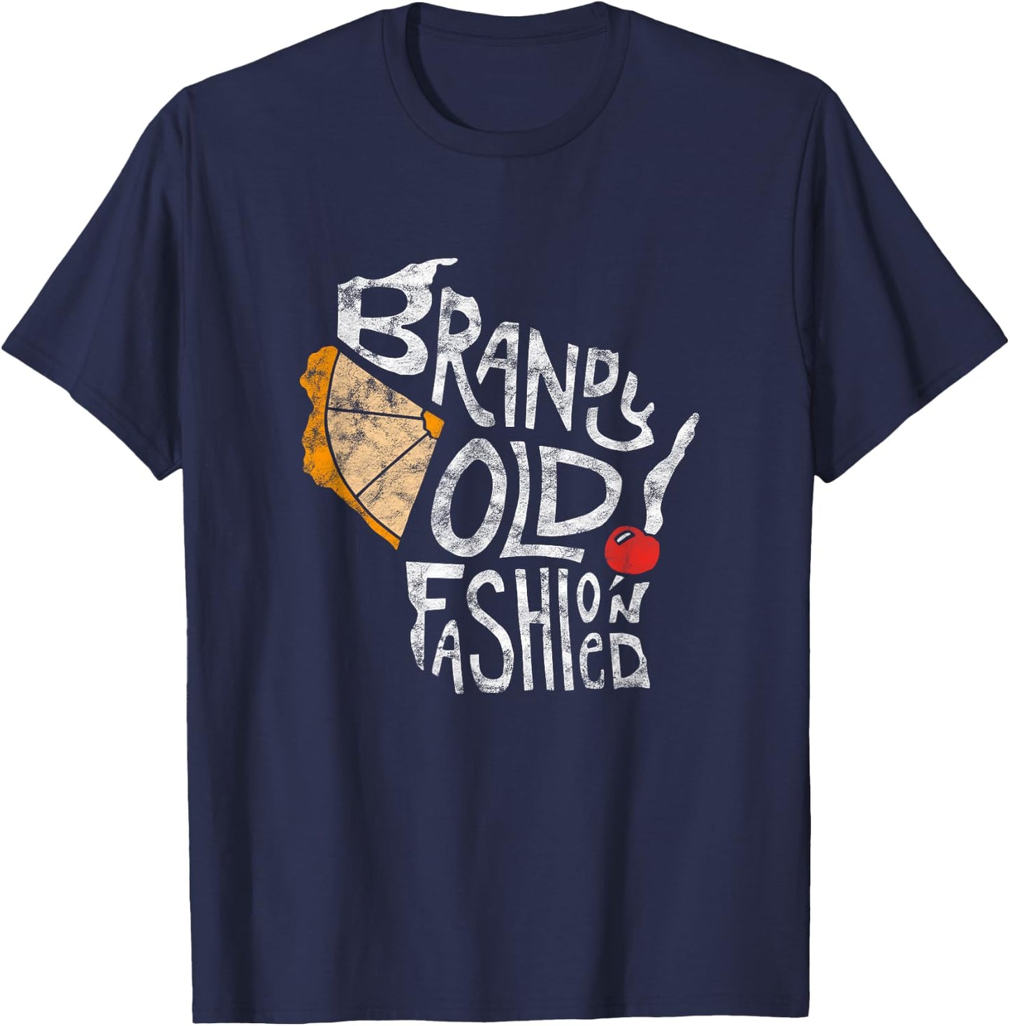 Wisconsin Brandy Old Fashioned Distressed Gift T-Shirt - T-Shirt | Navy
