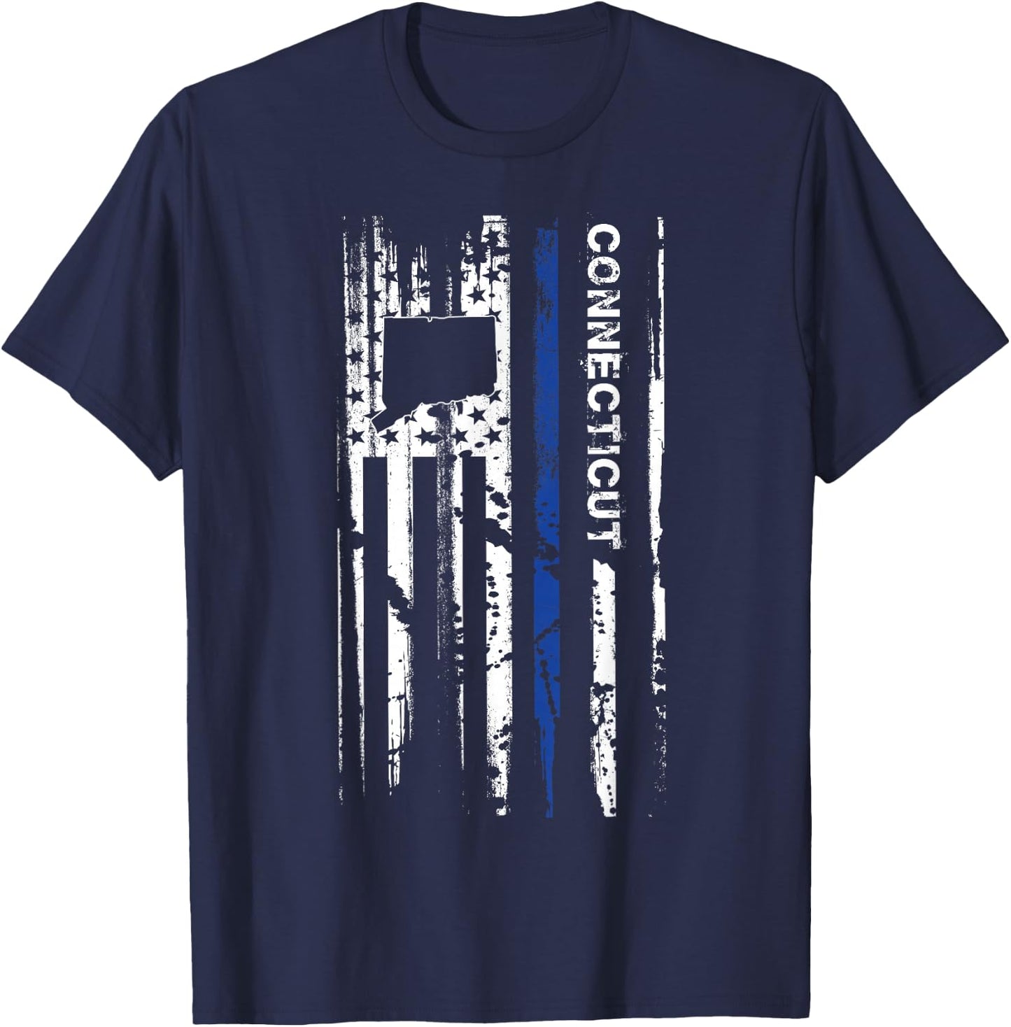 Connecticut Cop Thin Blue Line LEO Police American Flag T-Shirt - T-Shirt | Navy