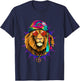 Tie Dye Hippie Lion Hippiness Peace Love Lion T-Shirt - T-Shirt | Navy