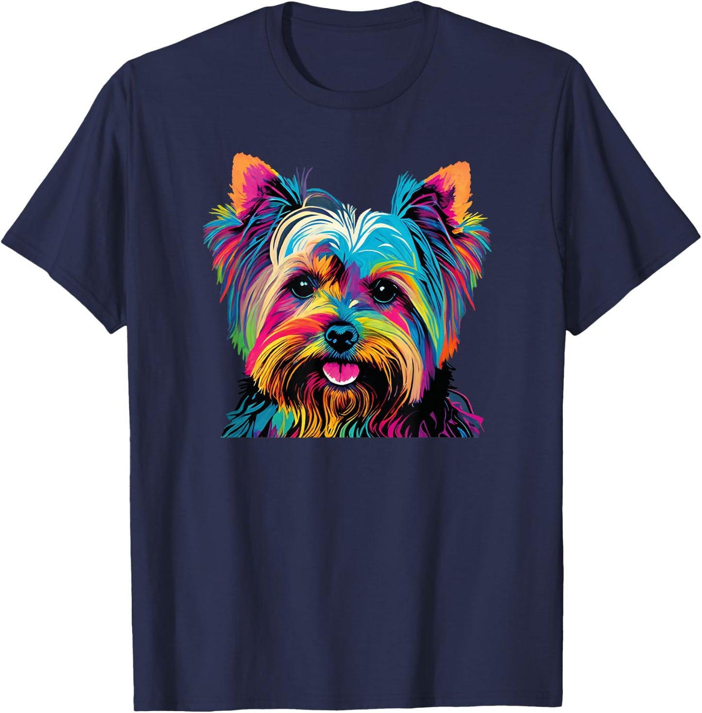 Pop Art Yorkshire Terrier Portrait T-Shirt - T-Shirt | Navy