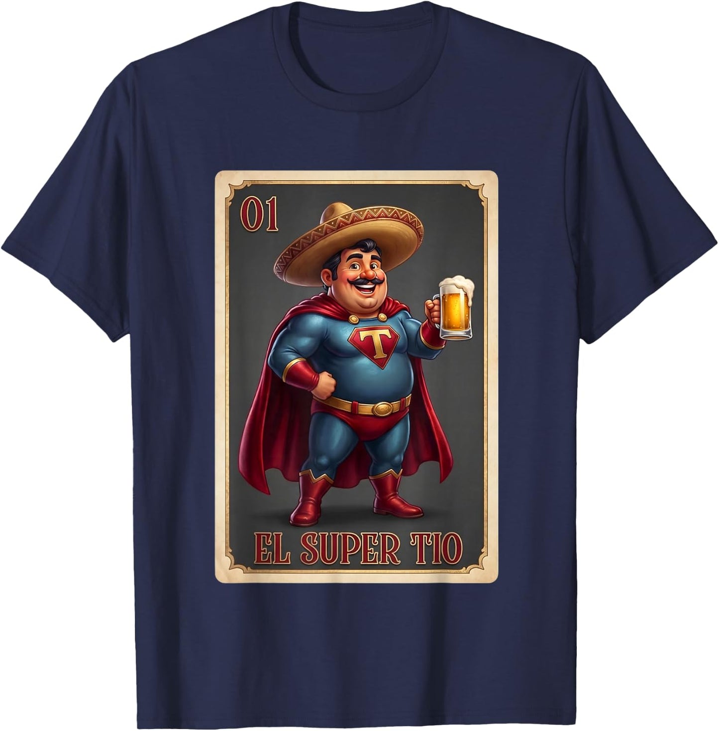 Mexican Uncle Drinking Lover TIO El TIO Mexican Bingo T-Shirt - T-Shirt | Navy