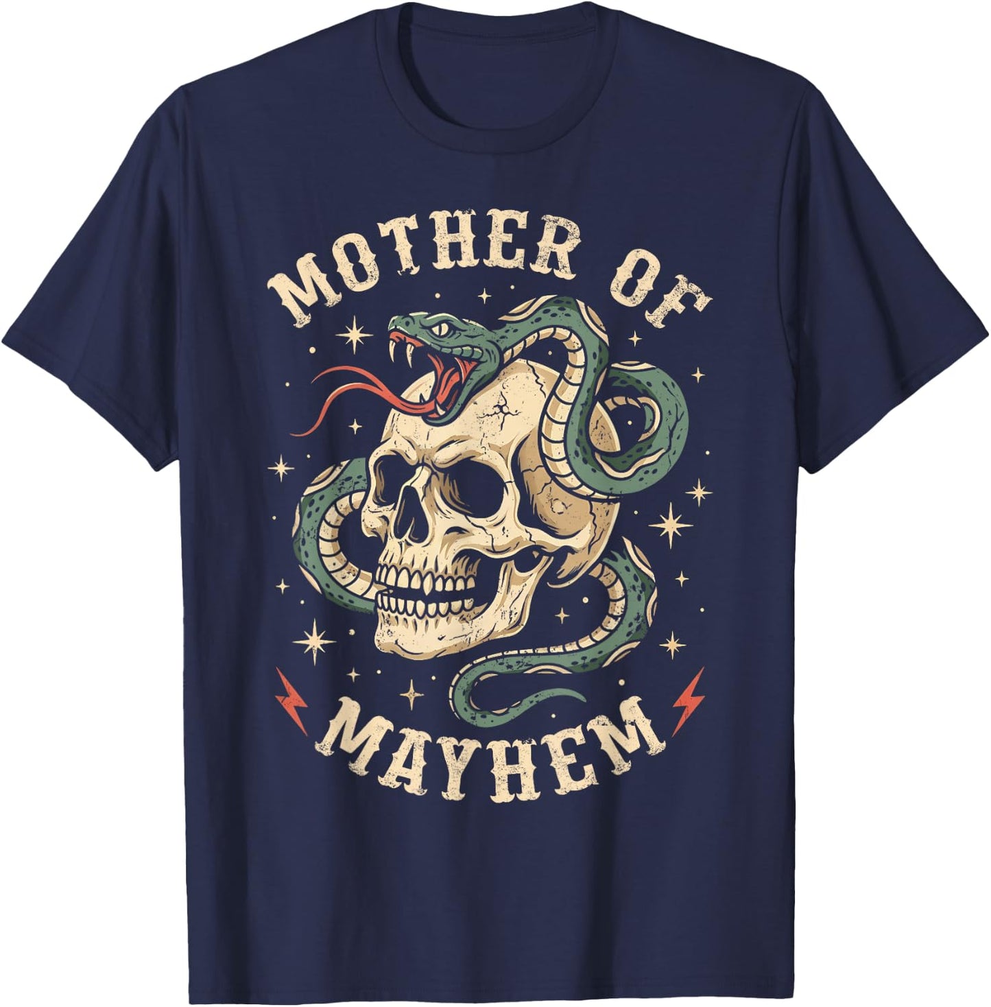 Mother of Mayhem Women Mom Funny Mothers Day Matching Family T-Shirt - T-Shirt | Navy
