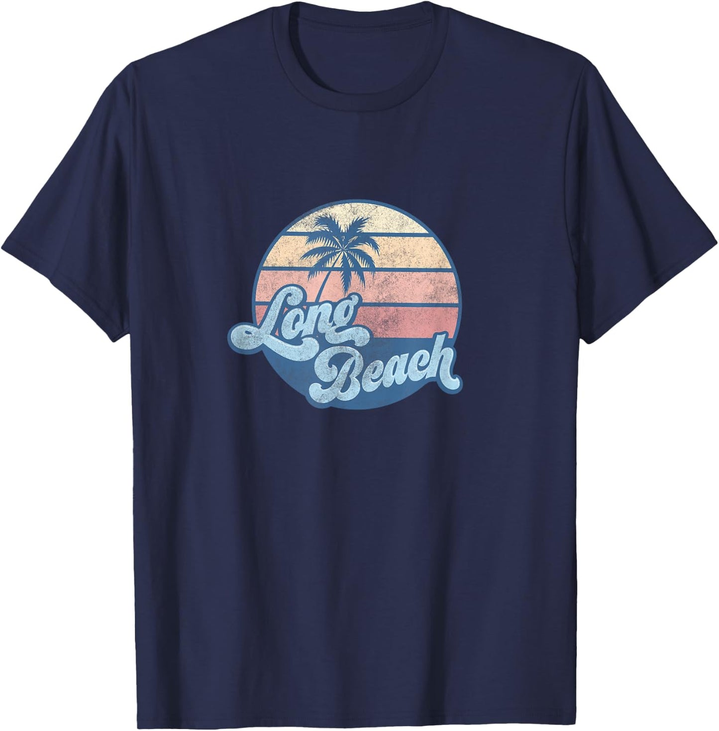 Long Beach California CA T Shirt Vintage 70s Surfer Women Girls Kids T-Shirt - T-Shirt | Navy
