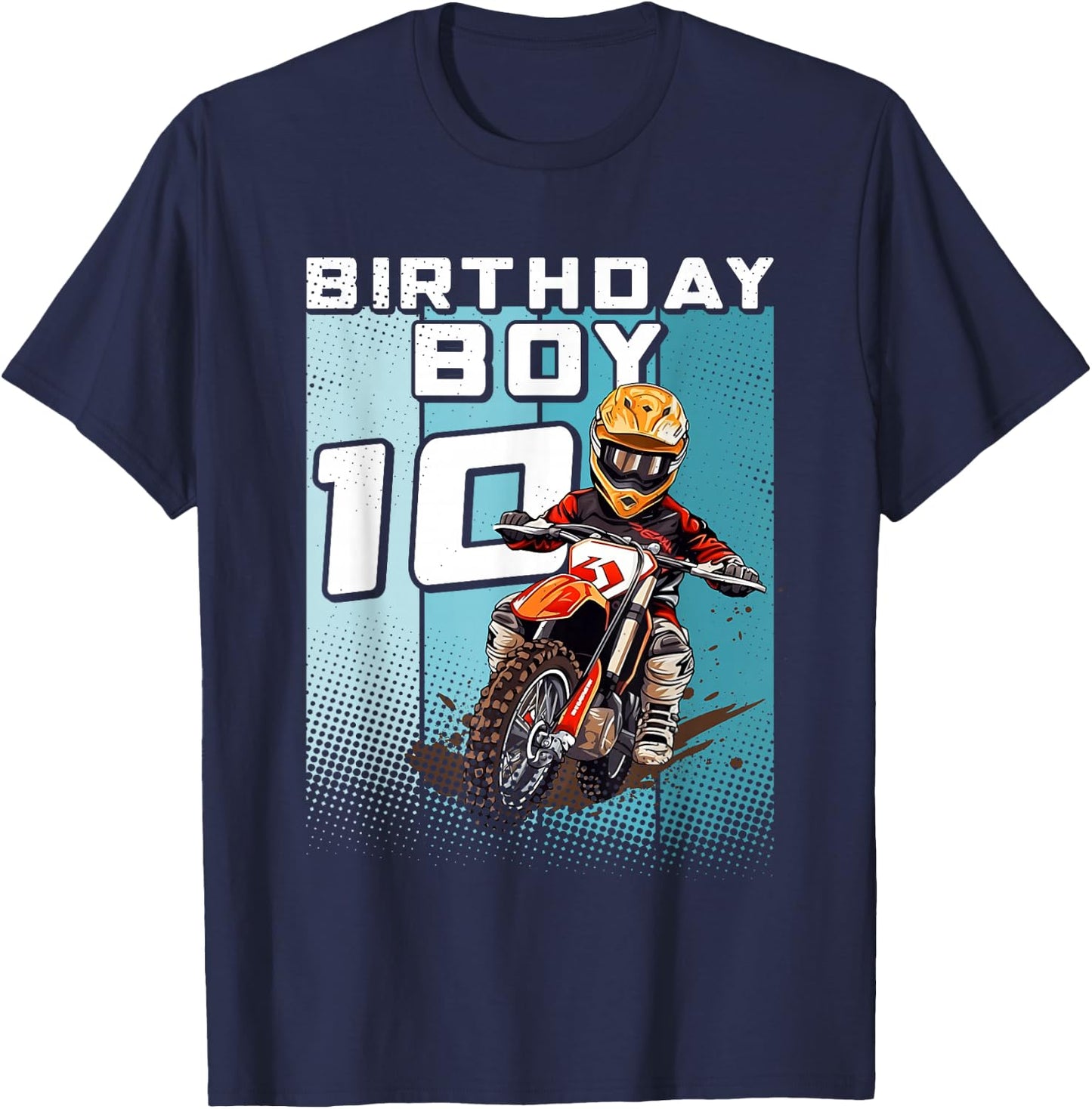 Bday 10 Dirt Bike Geburtstag Junge 10 Motocross MX 10. Geburtstag T-Shirt - T-Shirt | Navy