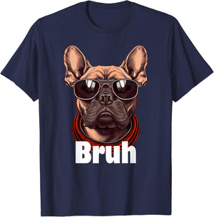 Bruh French Bulldog Funny Frenchie Dog Lover T-Shirt - T-Shirt | Navy