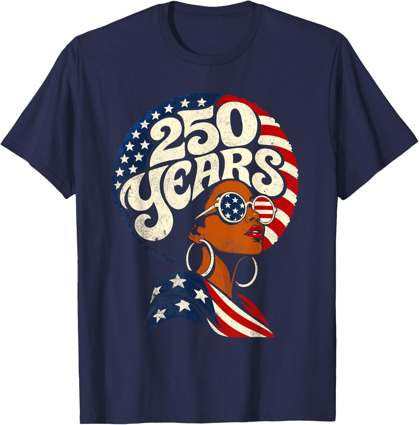 Fourth of July Black African American 250th Anniversary USA T-Shirt - T-Shirt | Navy