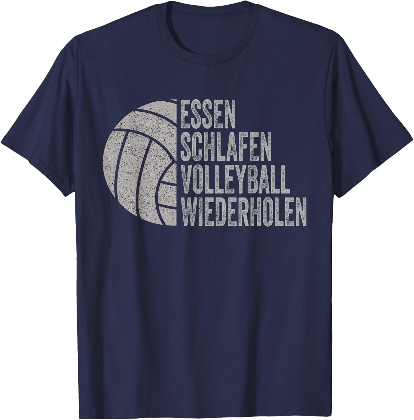 Essen Schlafen Volleyball Wiederholen , black T-Shirt - T-Shirt | Navy