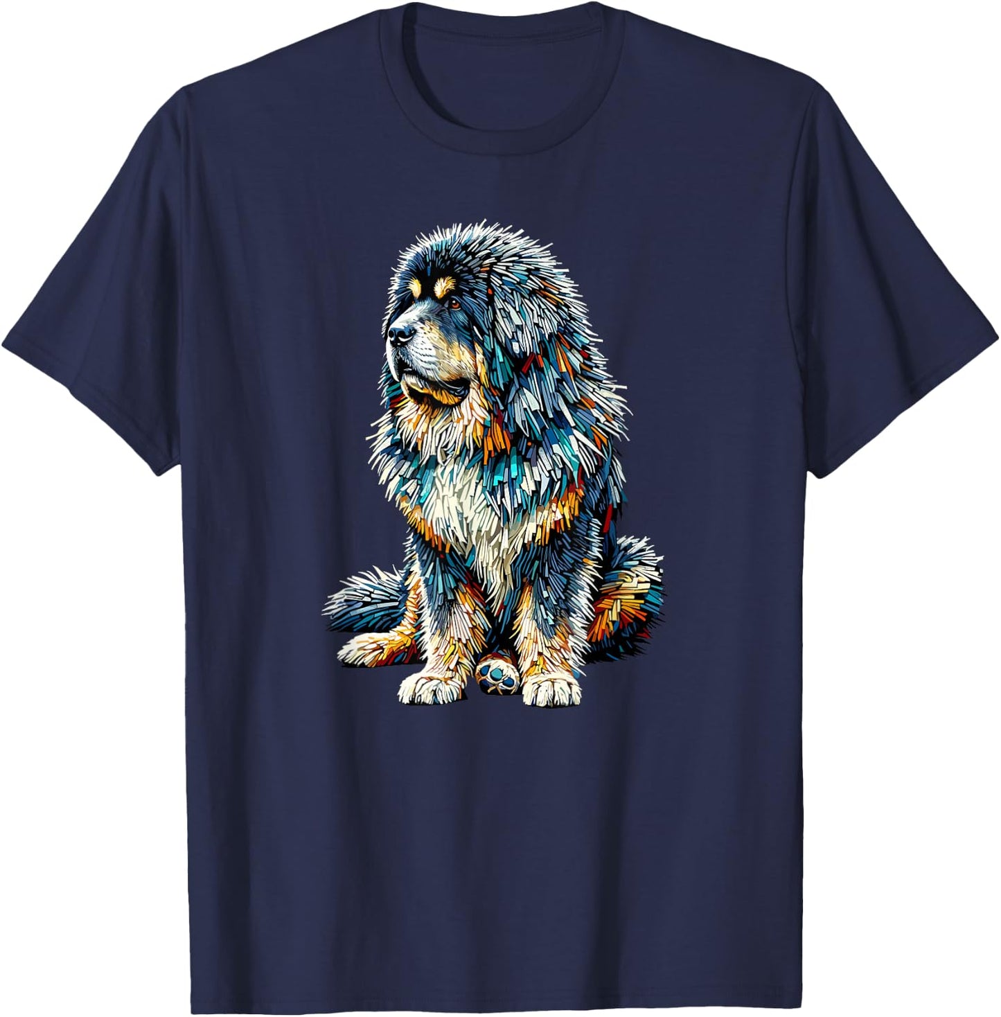 Polygon Art Tibetan Mastiff T-Shirt - T-Shirt | Navy