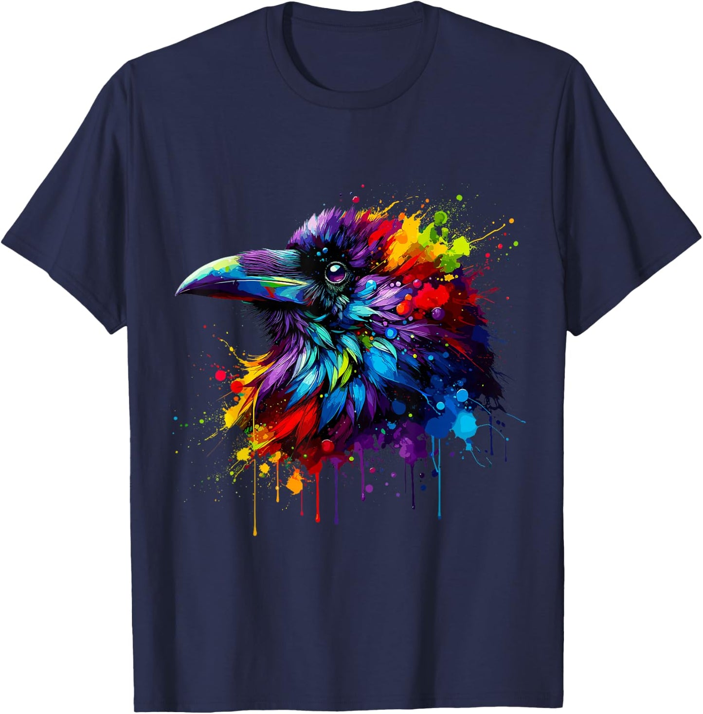 Splash Art Crow Raven Crows T-Shirt - T-Shirt | Navy